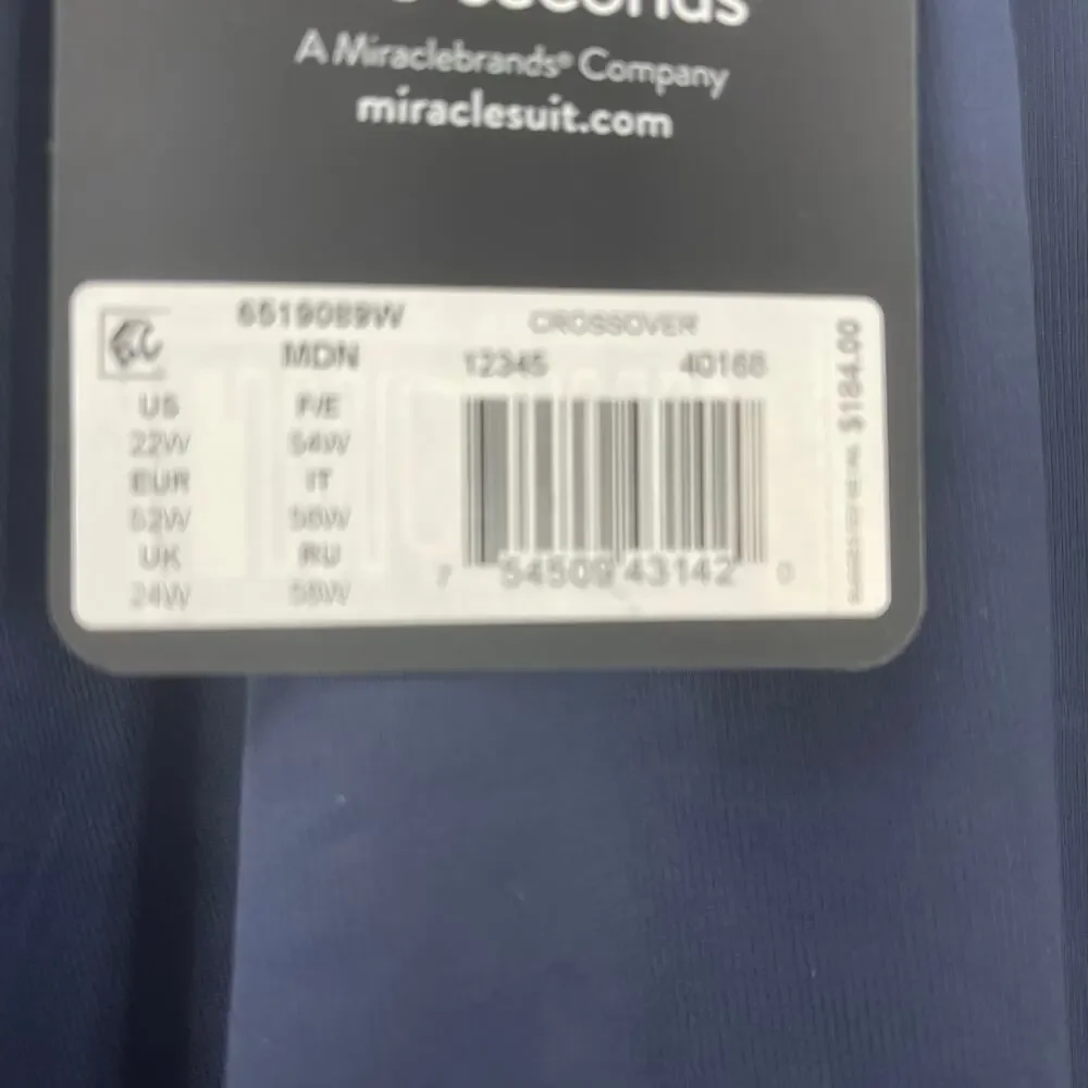 Miraclesuit Women's Crossover One Piece Swimsuit Midnight Blue Size 22W NWT